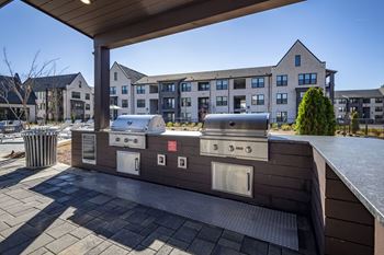 Summerhouse with grills, picnic tables, and tv