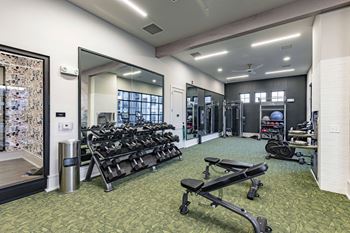 Cardio and strength training fitness center with echelon mirror