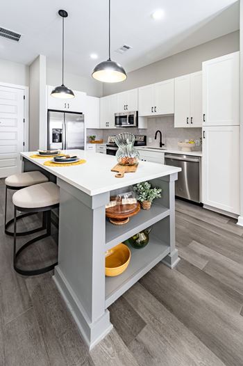 Kitchen island with built-in bookshelf*