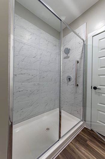 Standalone shower with tile surround*