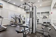 Broomfield apartment for rent - A gym with a variety of equipment including treadmills, weights, and exercise machines. at Deer Crest Apartments, Broomfield