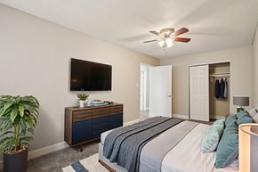 Colorado Springs apartment for rent - Bedroom With TV at Aspen Townhomes, Colorado Springs, CO