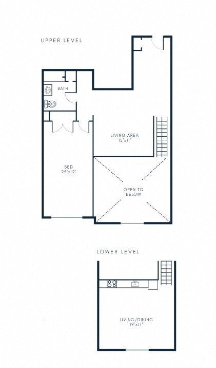 Floor plan for 1 bed, 1 bath, 1305 sqft