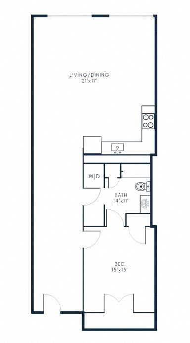 Floor plan for 1 bed, 1 bath, 1201 sqft
