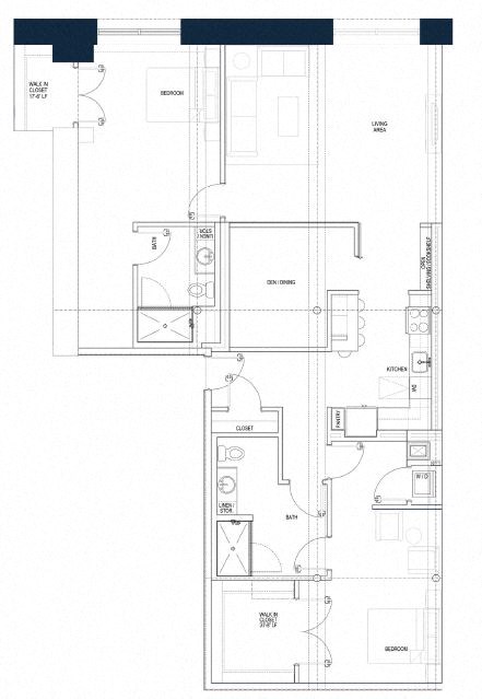 Floor plan for 2 beds, 2 baths, 1788 sqft