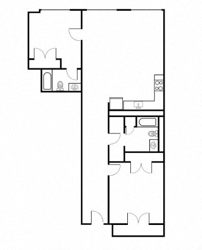 Floor plan for 2 beds, 2 baths, 1375 sqft