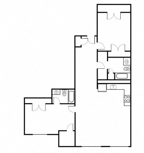 Floor plan for 2 beds, 2 baths, 1511 sqft