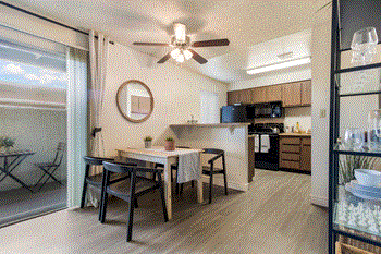 Kitchen with microwave