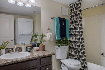 Granite counters in bathroom