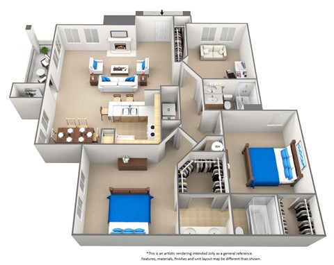 Floor plan for 3 beds, 2 baths, 1434 sqft