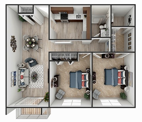Floor plan for 2 beds, 1.5 baths, 1100 sqft