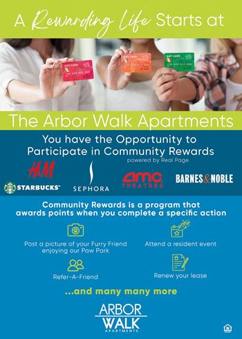 Community rewards program flyer with gift cards