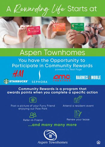 A poster advertising a community rewards program