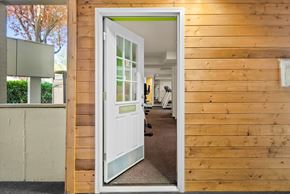 Olympia apartment for rent - the door to the office is open to the living room