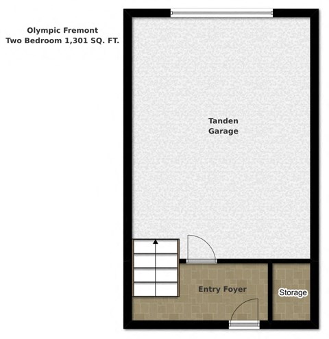 Floor plan for 2 beds, 2.5 baths, 1301 sqft