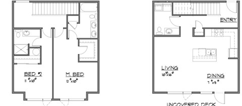 Floor plan for 2 beds, 2 baths, 1315 sqft