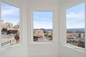 San Francisco apartment for rent - three windows in a room with a view of the city