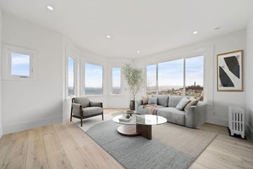 San Francisco apartment for rent - an open living room with a couch and a coffee table