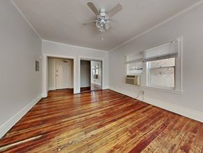Los Angeles apartment for rent - a living room with wood floors and a ceiling fan