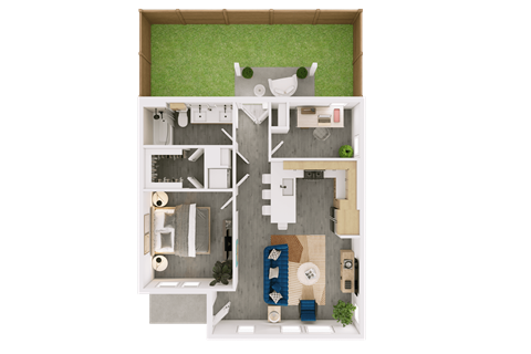 Floor plan for 1 bed, 1 bath, 862 sqft
