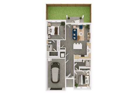 Floor plan for 2 beds, 2 baths, 1059 sqft