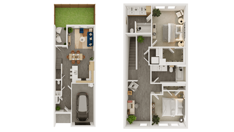 Floor plan for 2 beds, 2.5 baths, 1540 sqft