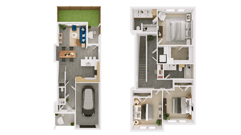 Floor plan for 3 beds, 2.5 baths, 1583 sqft