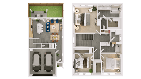 Floor plan for 3 beds, 2.5 baths, 1694 sqft