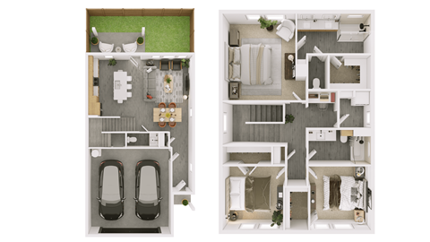 Floor plan for 3 beds, 2.5 baths, 1701 sqft