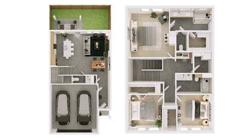 Floor plan for 3 beds, 2.5 baths, 1705 sqft