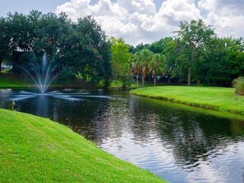 Lake with fountain
