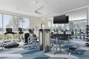 Orlando apartment for rent - a gym with a view of the beach and palm trees at Lakeside Villas, Orlando Florida