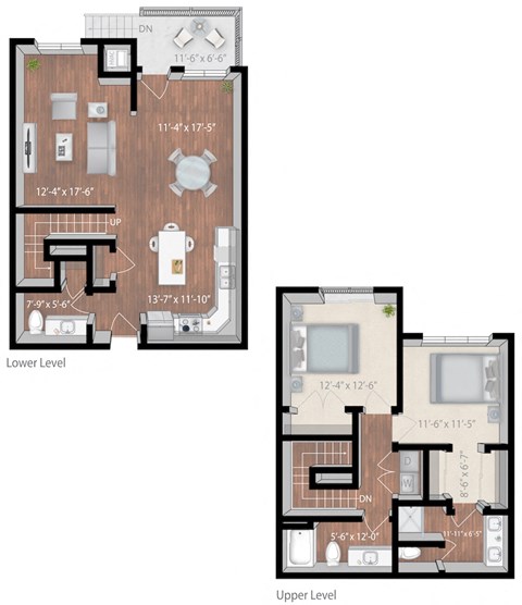 Floor plan for 2 beds, 2.5 baths, 1559 sqft