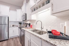 Hopkins apartment for rent - a kitchen with a sink a stove and a refrigerator