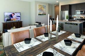 Shakopee apartment for rent - a living room with a table and chairs and a television in the background