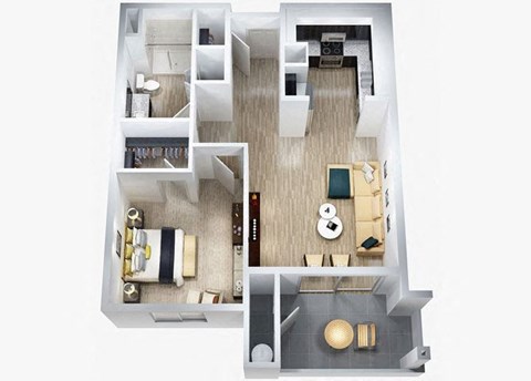 Floor plan for 1 bed, 1 bath, 800 sqft