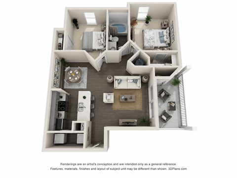 Floor plan for 2 beds, 1 bath, 920 sqft