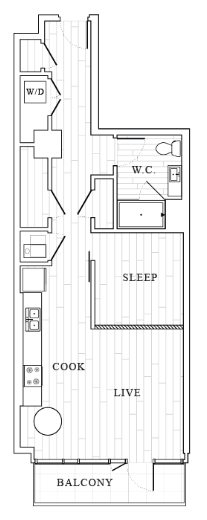 Floor plan for studio, 1 bath, 761 sqft