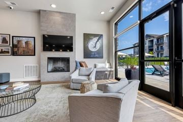 Dardenne Prairie apartment for rent - a living room with two couches and a fireplace