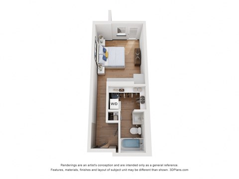 Floor plan for studio, 1 bath, 317 sqft