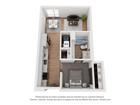 Floor plan for studio, 1 bath, 541 sqft