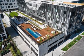 St. Louis apartment for rent - Steelcote Flats amenity deck with pool at Steelcote Square, St. Louis, Missouri