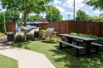 Social courtyard with gas grills