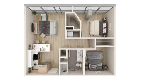 Floor plan for 2 beds, 1 bath, 814 sqft