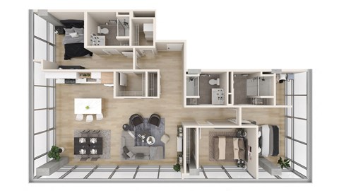 Floor plan for 3 beds, 3 baths, 1547 sqft