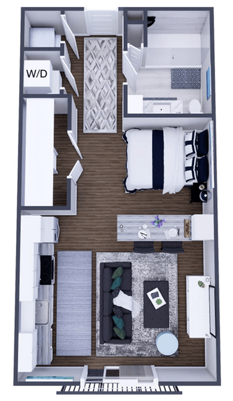 Floor plan for studio, 1 bath, 488 sqft