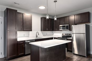 Stainless steel appliances in select units
