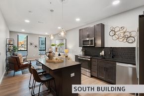 St. Louis apartment for rent - a kitchen and living room in a south building  at Expo at Forest Park, St. Louis