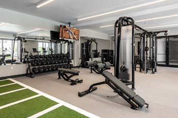 Gym with a variety of equipment