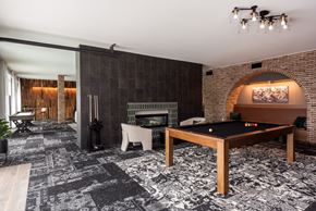 Saint Charles apartment for rent - Modern resident clubroom with pool table and pass through fireplace  at Chapter at the Streets of St Charles, Saint Charles